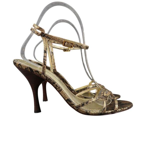 Via Spiga Shoes Womens 7 Pumps Strappy Heels Lace Print Leather Formal Going Out - Picture 2 of 15